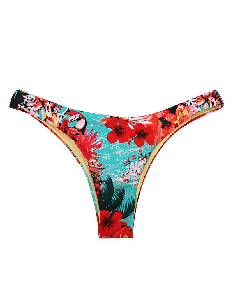 RELLECIGA Women's Blue Floral Cheeky Brazilian Cut Bikini Bottom Size Medium - Image 5